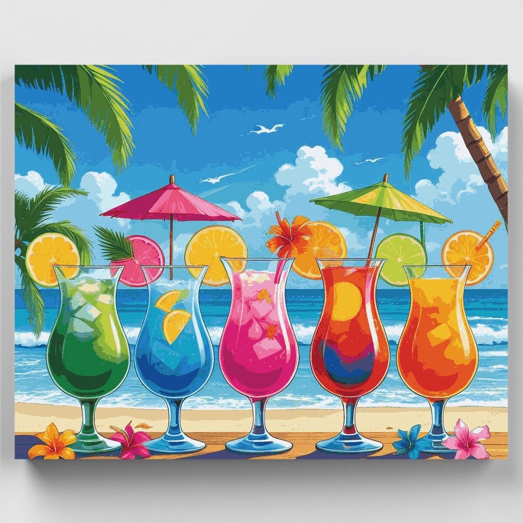 Tropical Beach Cocktails - Paint by Numbers Kit