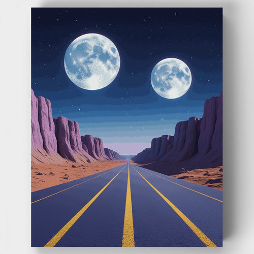 Dual Moon Highway - Paint by Numbers Kit