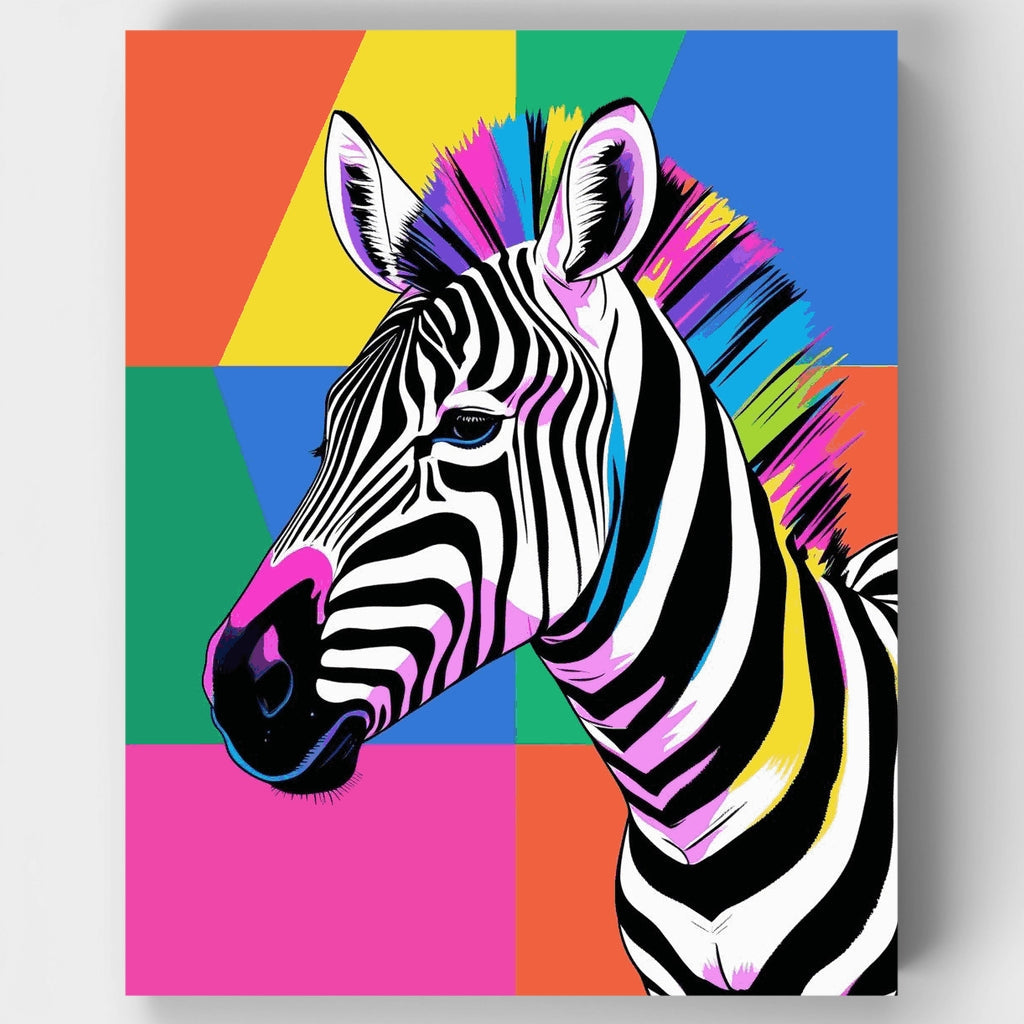 Colorful Pop Art Zebra - Paint by Numbers Kit