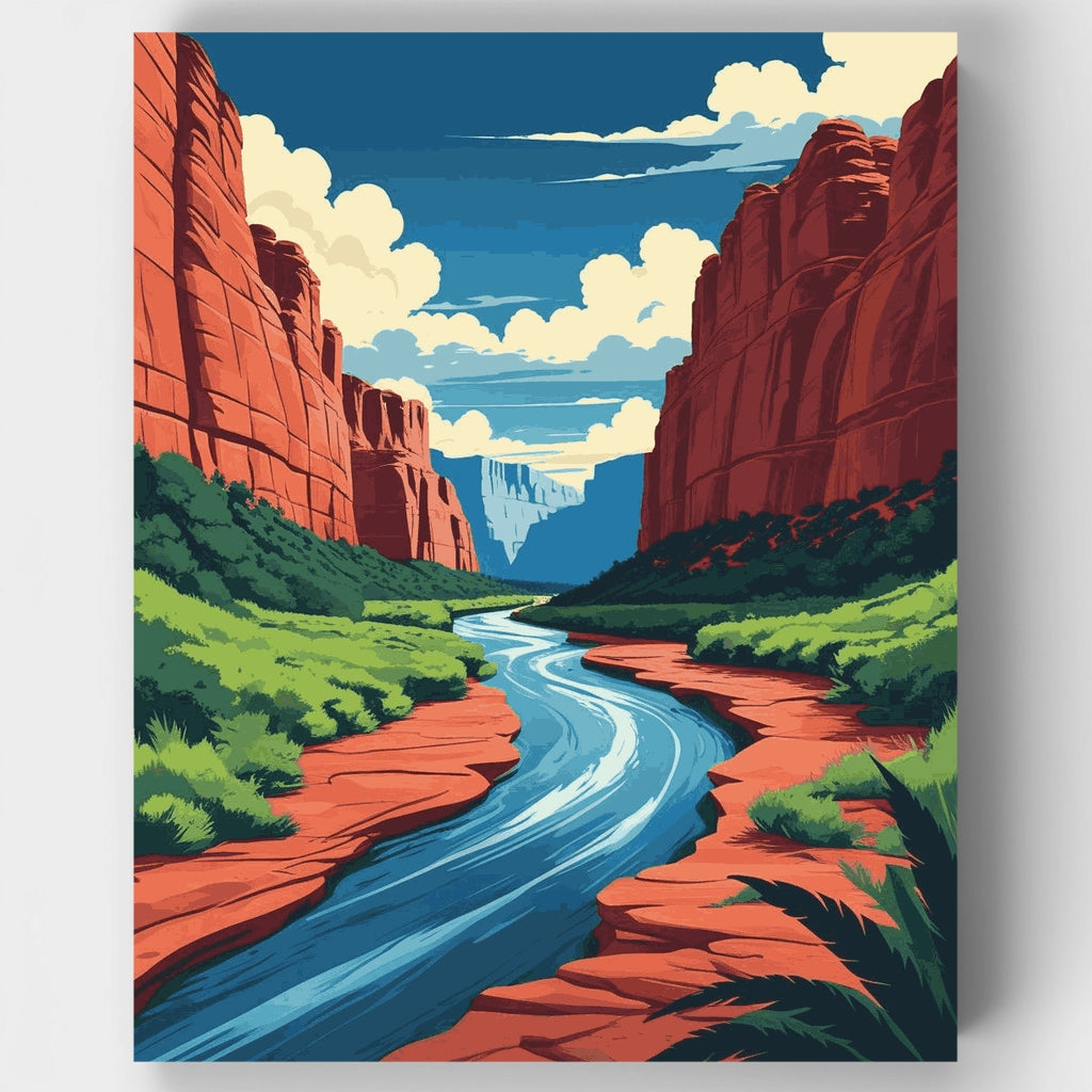 Aventura en el río del cañón del desierto - Kit de pintura por números — Estándar