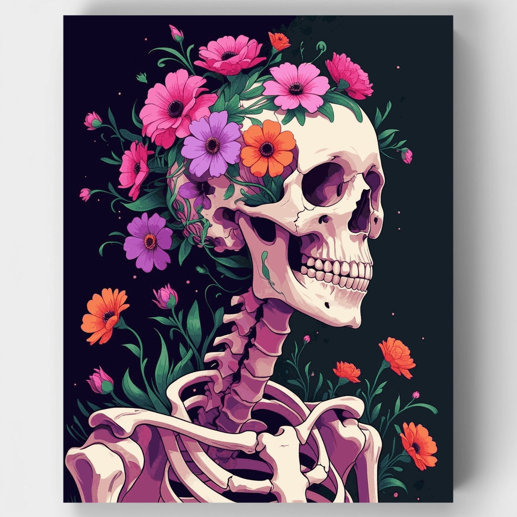 Kit de pintura por números - Calavera floral — Estándar