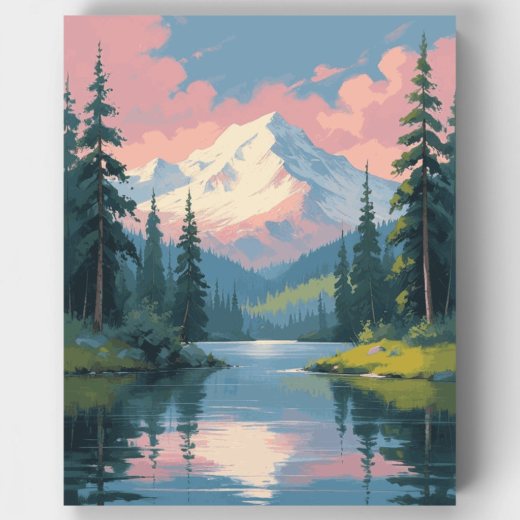 Santuario del Bosque del Lago Alpino - Kit de Pintura por Números — Estándar