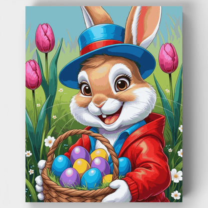 Easter Bunny with Colorful Eggs - Paint by Numbers Kit