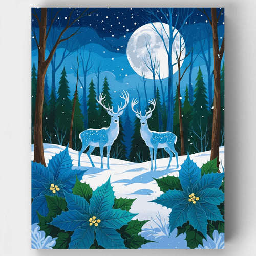 Winter Deer in Moonlight - Paint by Numbers Kit