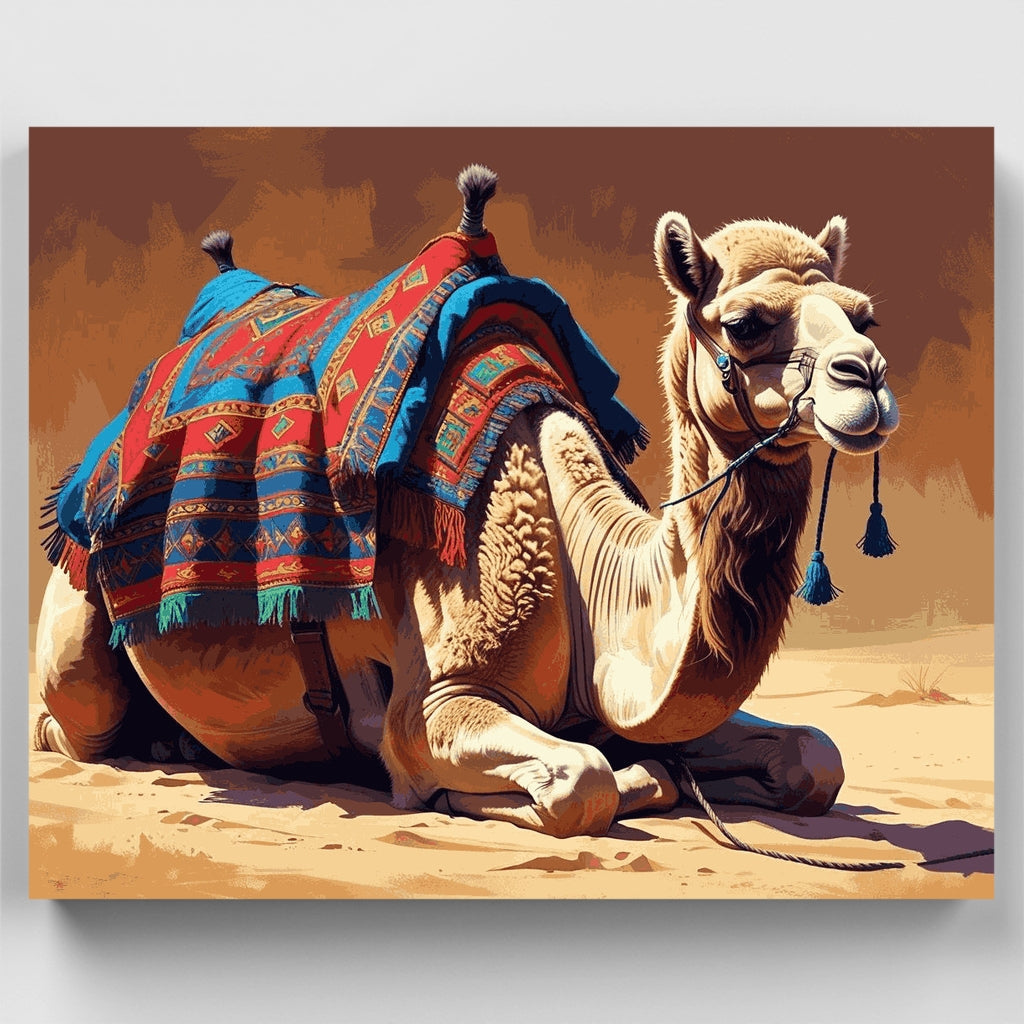 Camello del desierto con mantas coloridas - Kit de pintura por números — Estándar