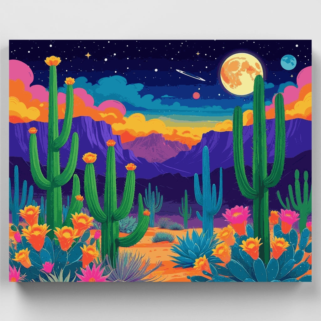 Paraíso de cactus en el desierto - Kit de pintura por números — Estándar