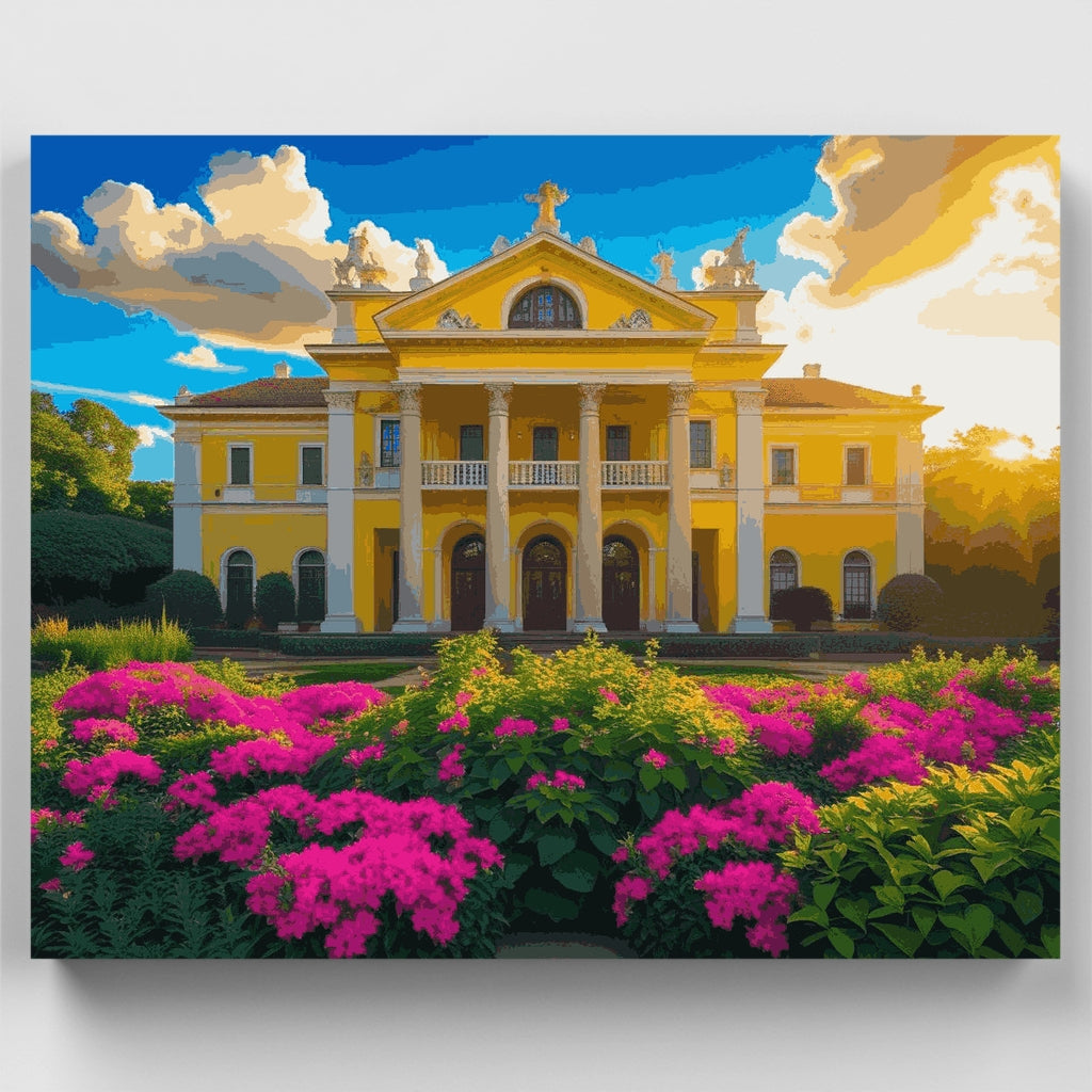 Palacio dorado con jardín floreciente - Kit de pintura por números — Estándar