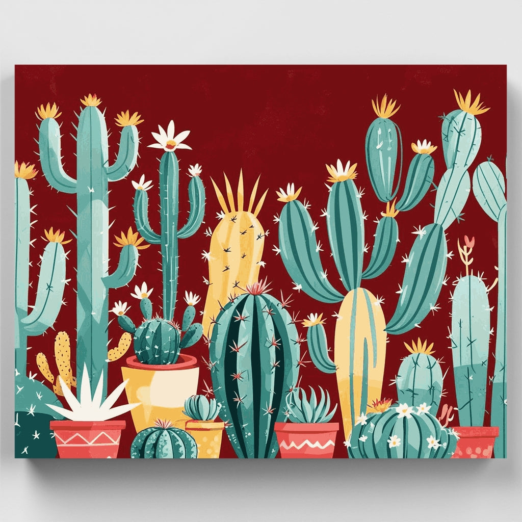 Colección de jardín de cactus del desierto - Kit de pintura por números — Estándar