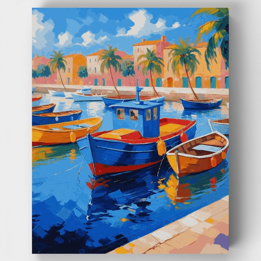Kit de pintura por números - Pueblo pesquero mediterráneo — Estándar