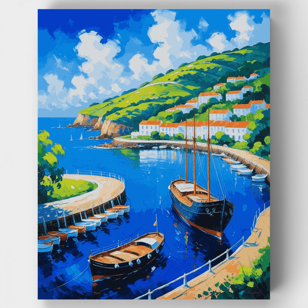 Coastal Harbor Village Boats - Paint by Numbers Kit
