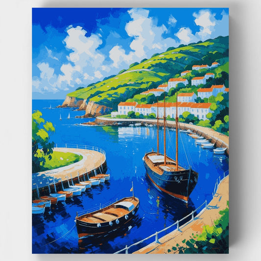 Coastal Harbor Village Boats - Paint by Numbers Kit