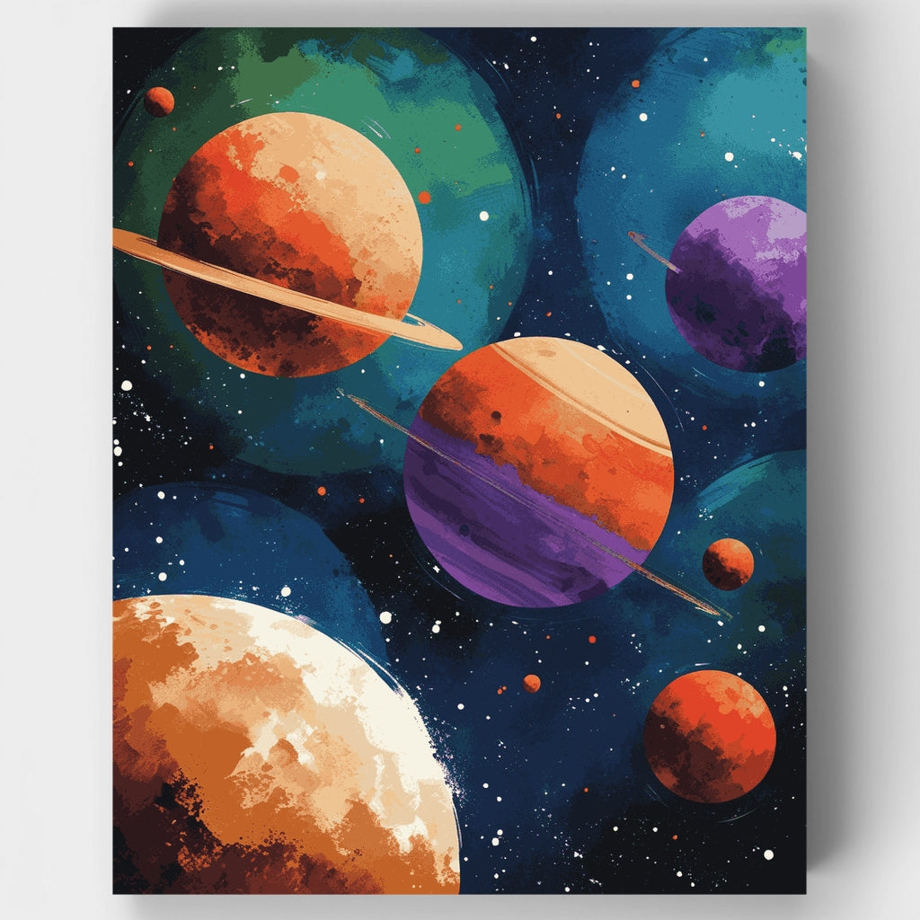 Colorful Planetary System - Paint by Numbers Kit