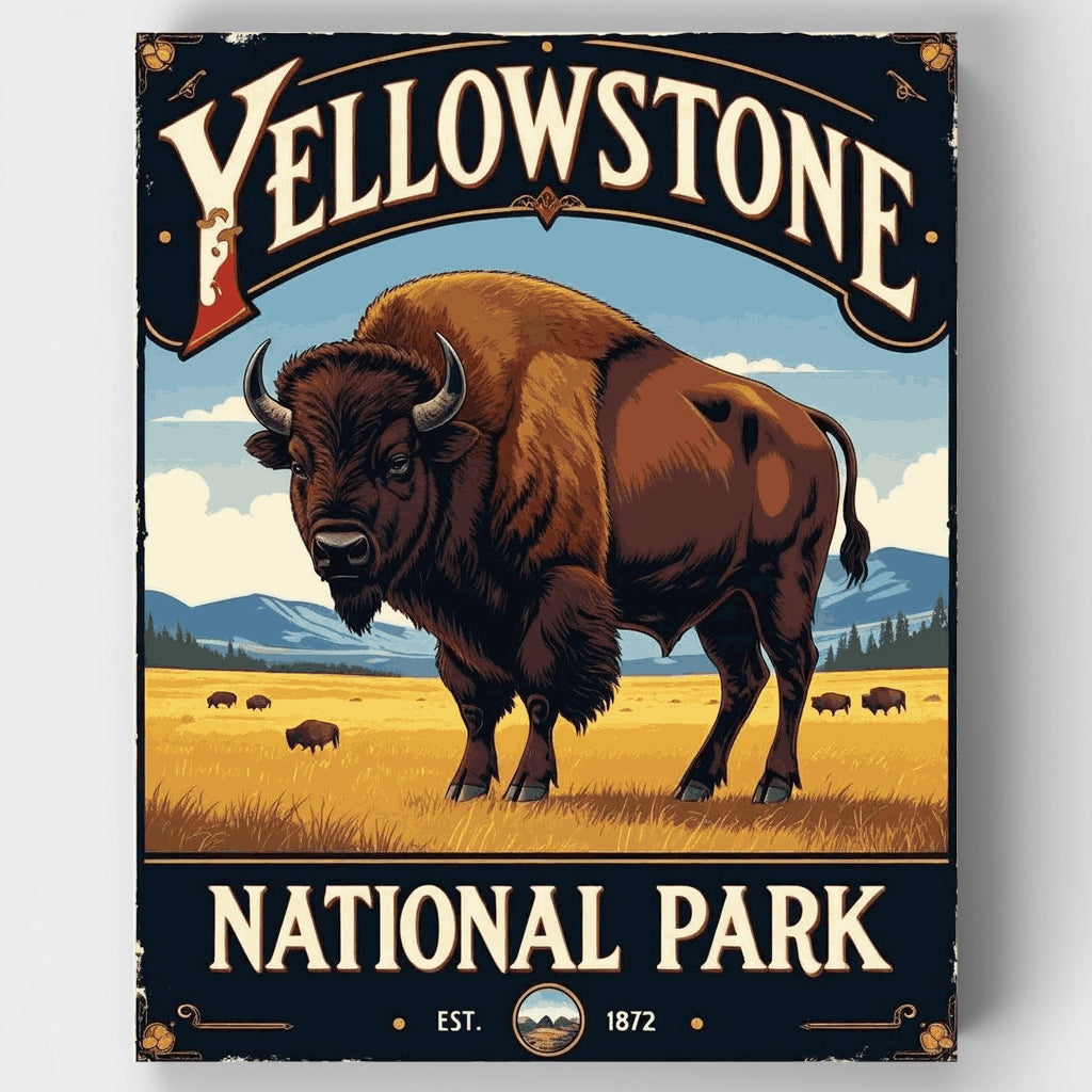 Kit de pintura por números - Póster del bisonte del Parque Nacional de Yellowstone — Estándar
