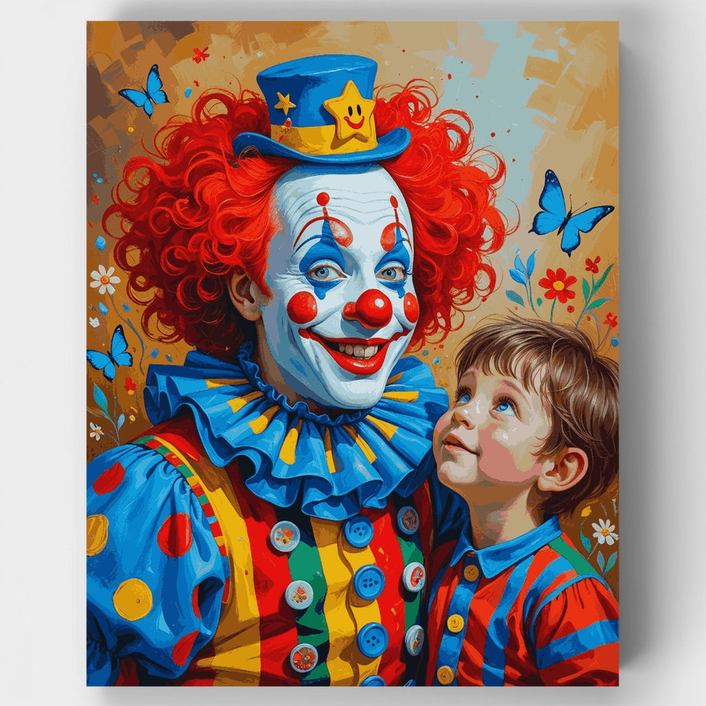 Payaso colorido y niño - Kit de pintura por números — Estándar