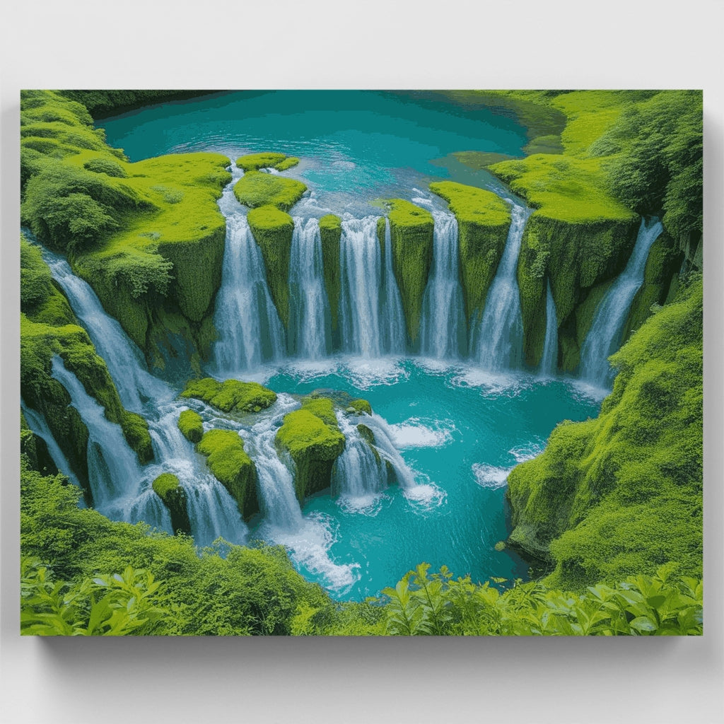 Plitvice Lakes Emerald Cascade - Paint by Numbers Kit