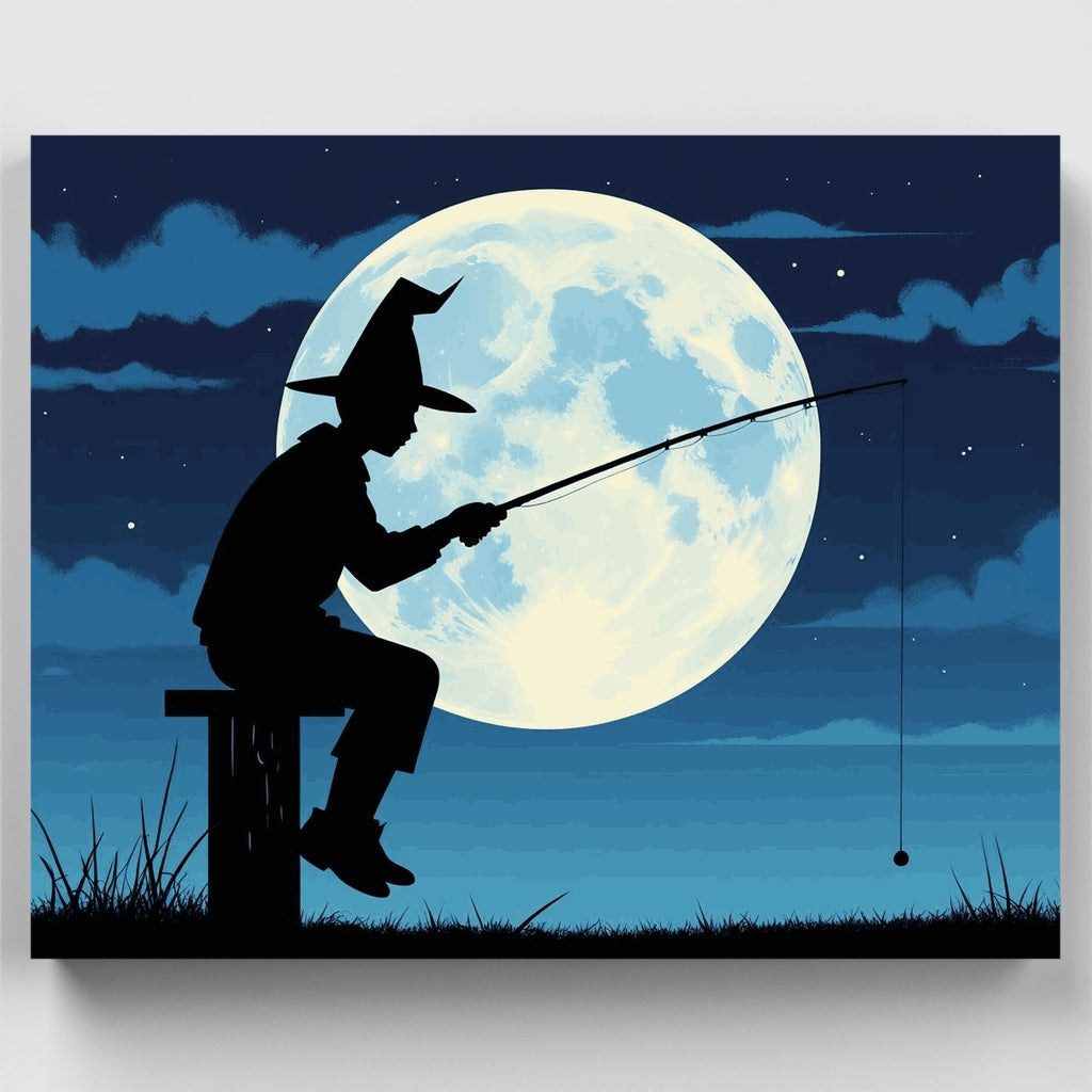 Mago pescando a la luz de la luna - Kit de pintura por números — Estándar