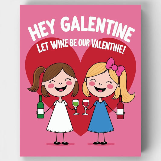 Hey Galentine Let Wine Be Our Valentine - Paint by Numbers Kit