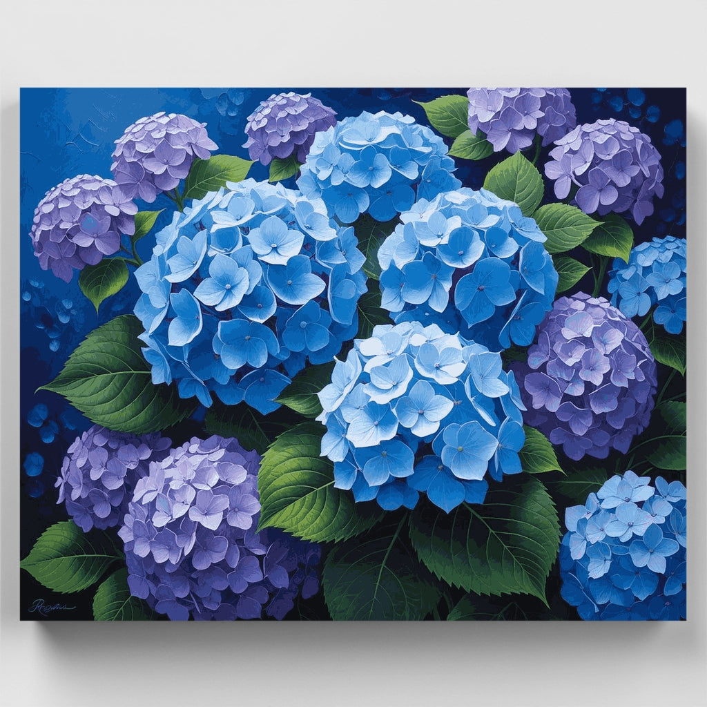 Blue and Purple Hydrangeas - Paint by Numbers Kit