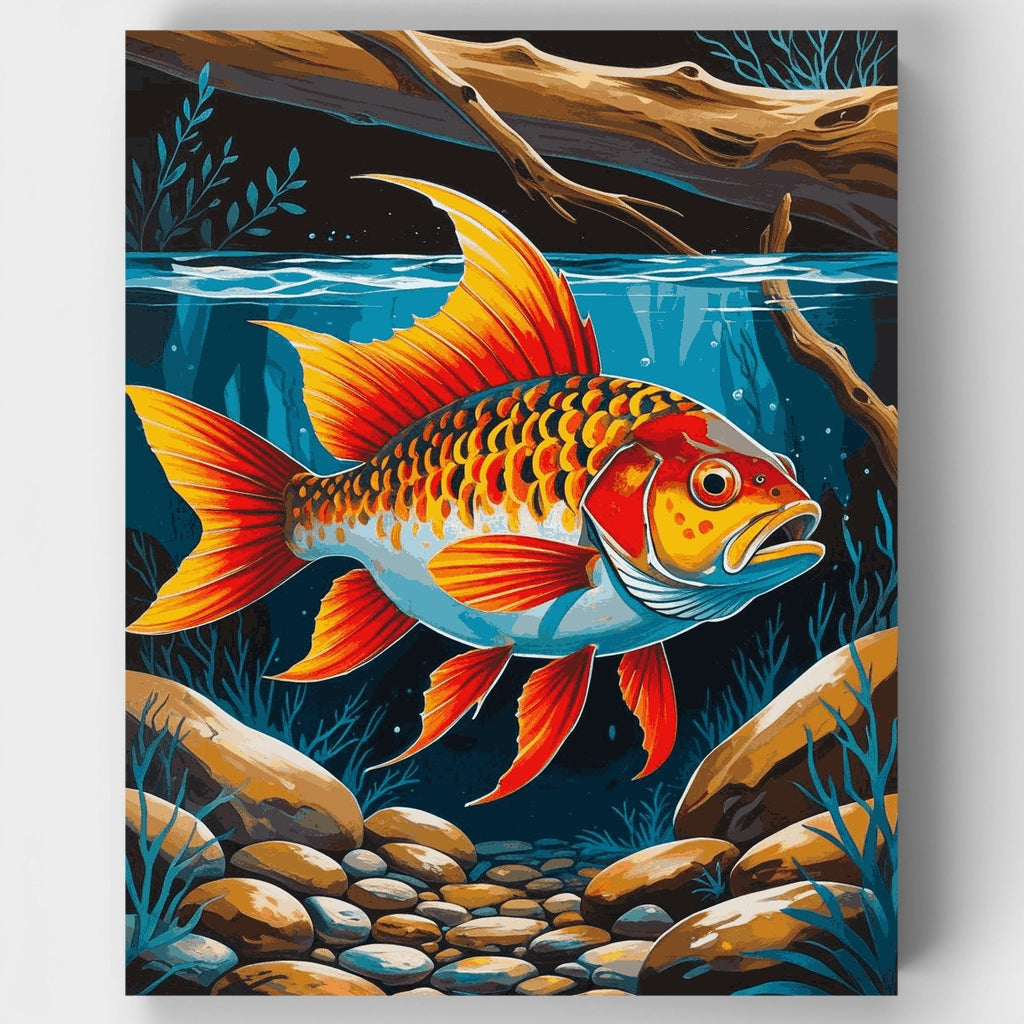 Escena submarina de peces dorados vibrantes - Kit de pintura por números — Estándar