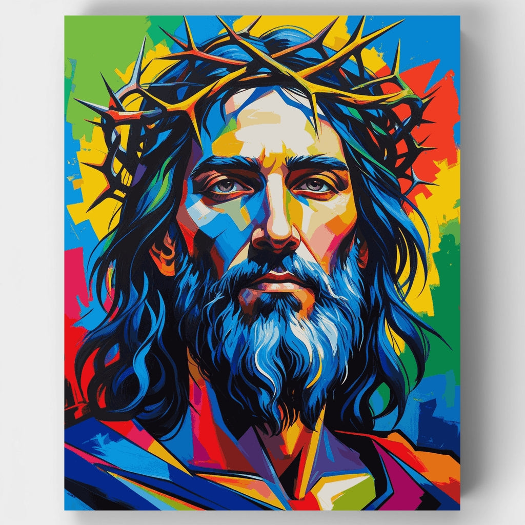 Colorful Jesus with Crown of Thorns - Paint by Numbers Kit