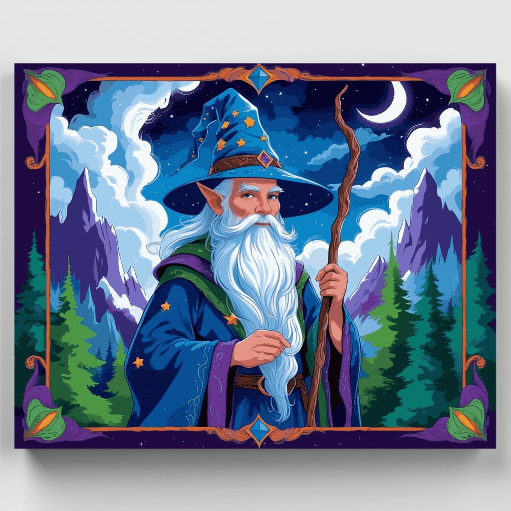 Mystical Wizard in Enchanted Forest - Paint by Numbers Kit