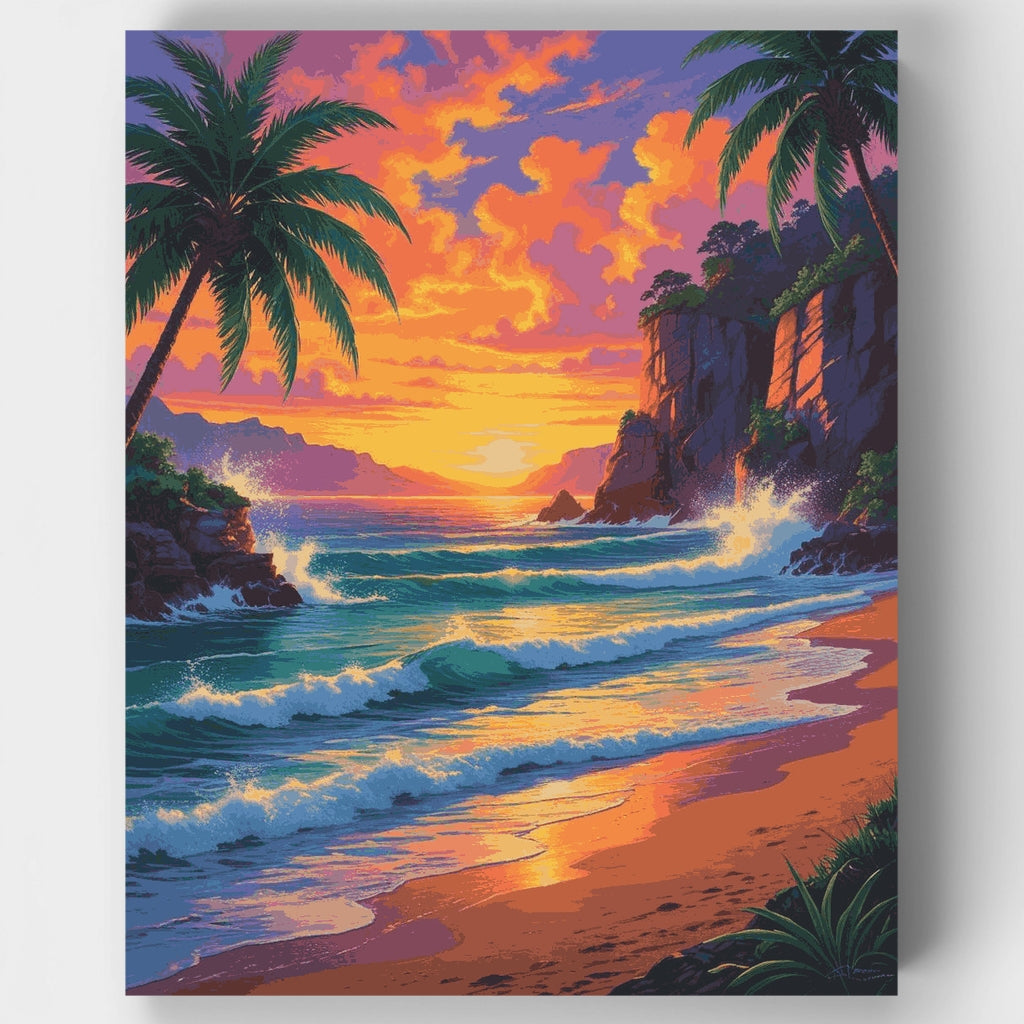 Paraíso costero tropical: Kit de pintura por números — Estándar