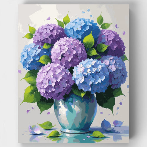Hydrangea Bouquet in Blue Vase - Paint by Numbers Kit