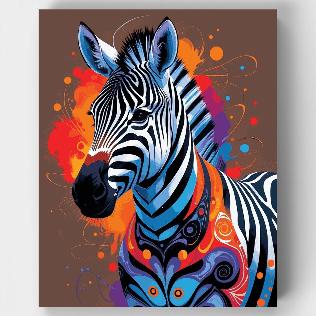 Kit de pintura por números: Arte de cebra vibrante — Estándar