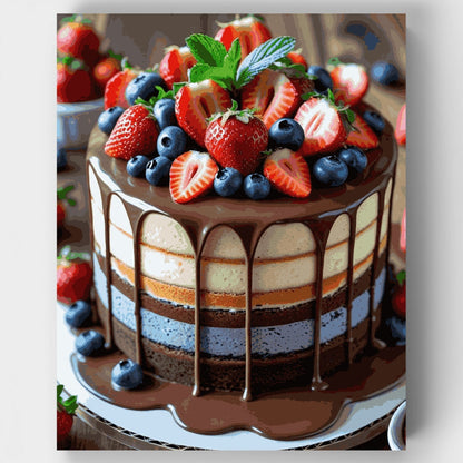 Chocolate Berry Drip Cake - Paint by Numbers Kit