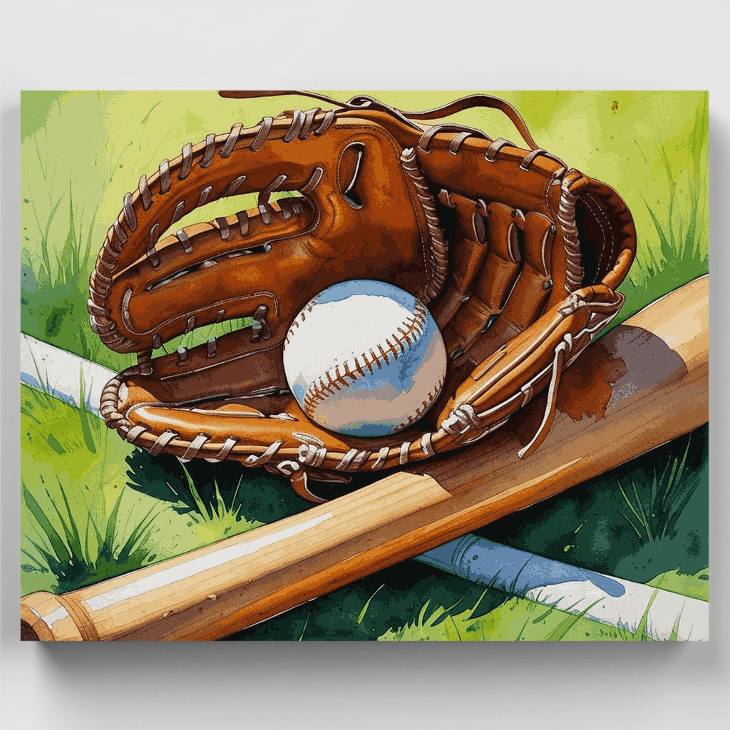 Kit de pintura por números de guante y bate de béisbol — Estándar