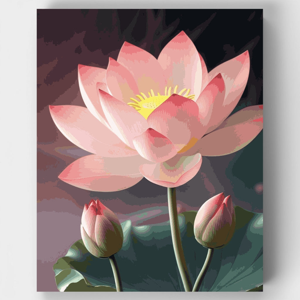 Kit de pintura por números: Loto de floración serena — Estándar