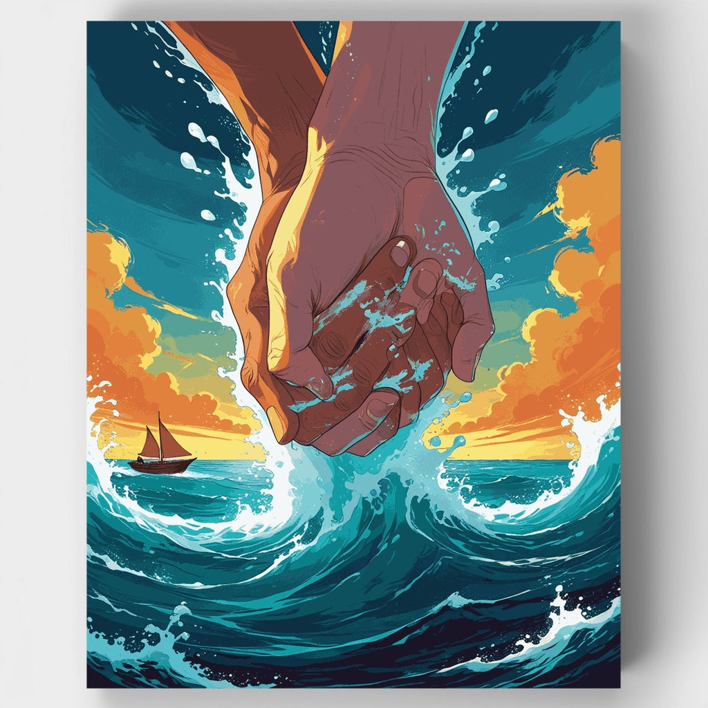 Manos Divinas Abriendo el Mar - Kit de pintura por números — Estándar