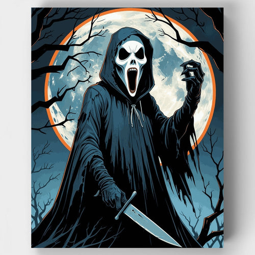 Ghostface Reaper Under Full Moon - Paint by Numbers Kit