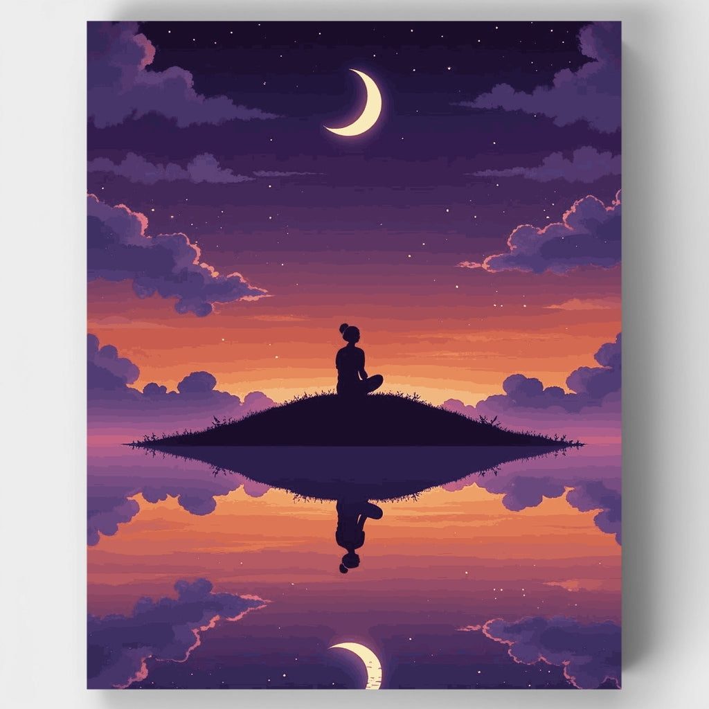 Meditación de Reflejo a la Luz de la Luna - Kit de Pintura por Números — Estándar