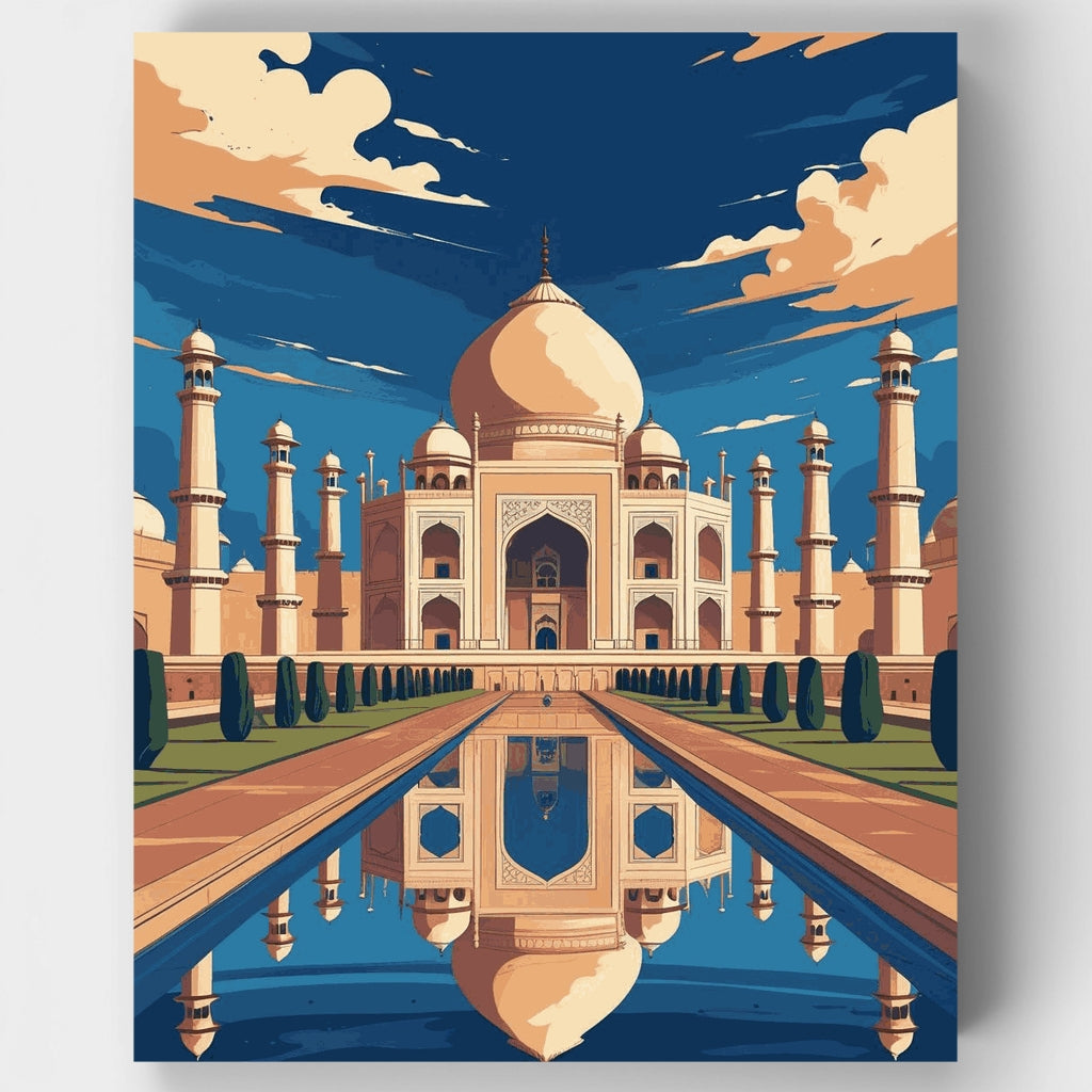 Reflejo del Taj Mahal - Kit de pintura por números — Estándar