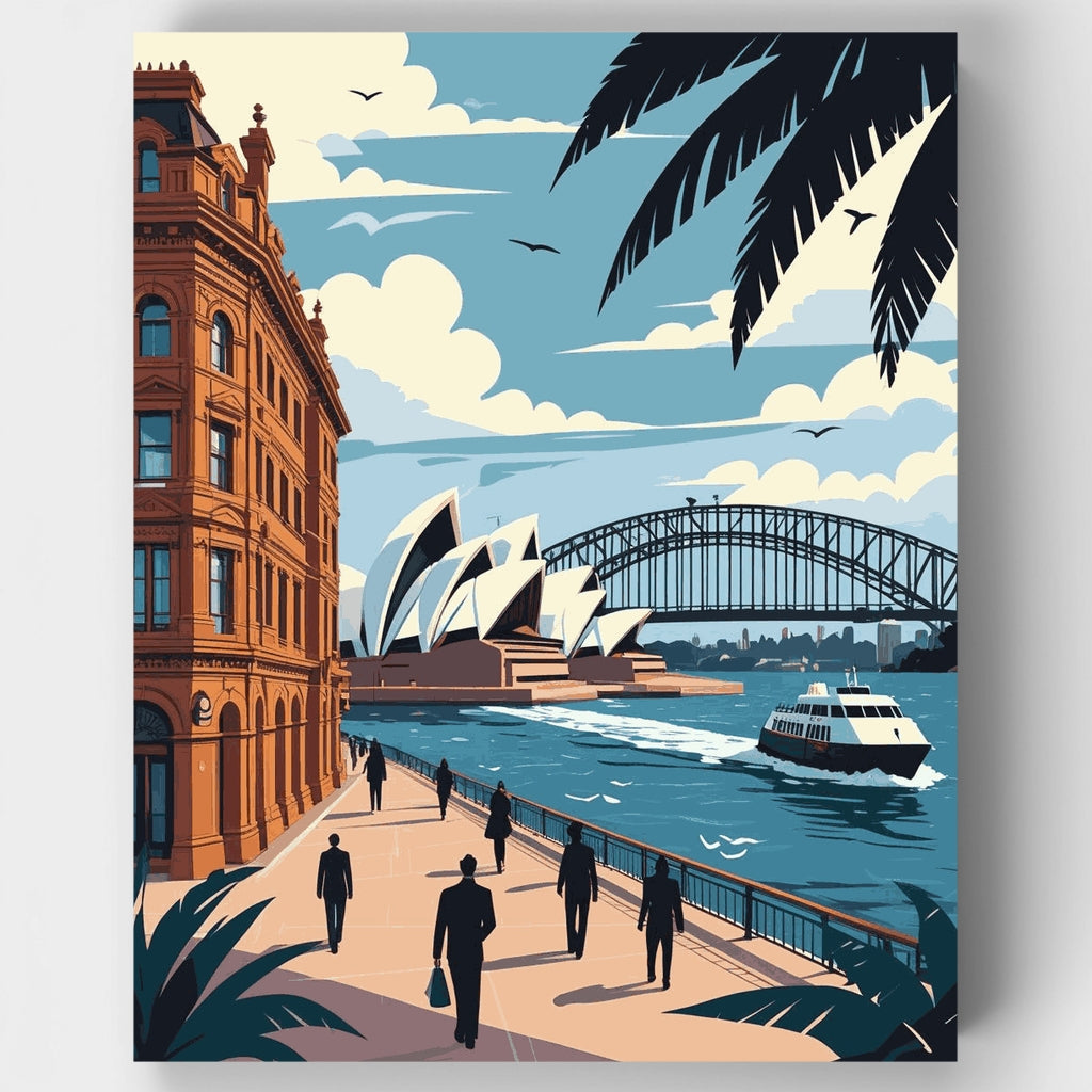 Sydney Harbor Promenade - Paint by Numbers Kit