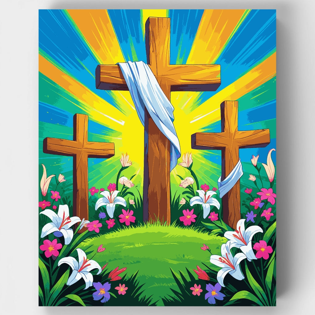 Cruces de Pascua con lirios - Kit de pintura por números — Estándar