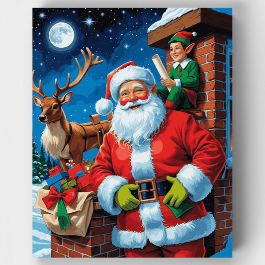 Santa's Rooftop Visit - Paint by Numbers Kit