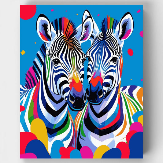 Colorful Zebra Duo - Paint by Numbers Kit