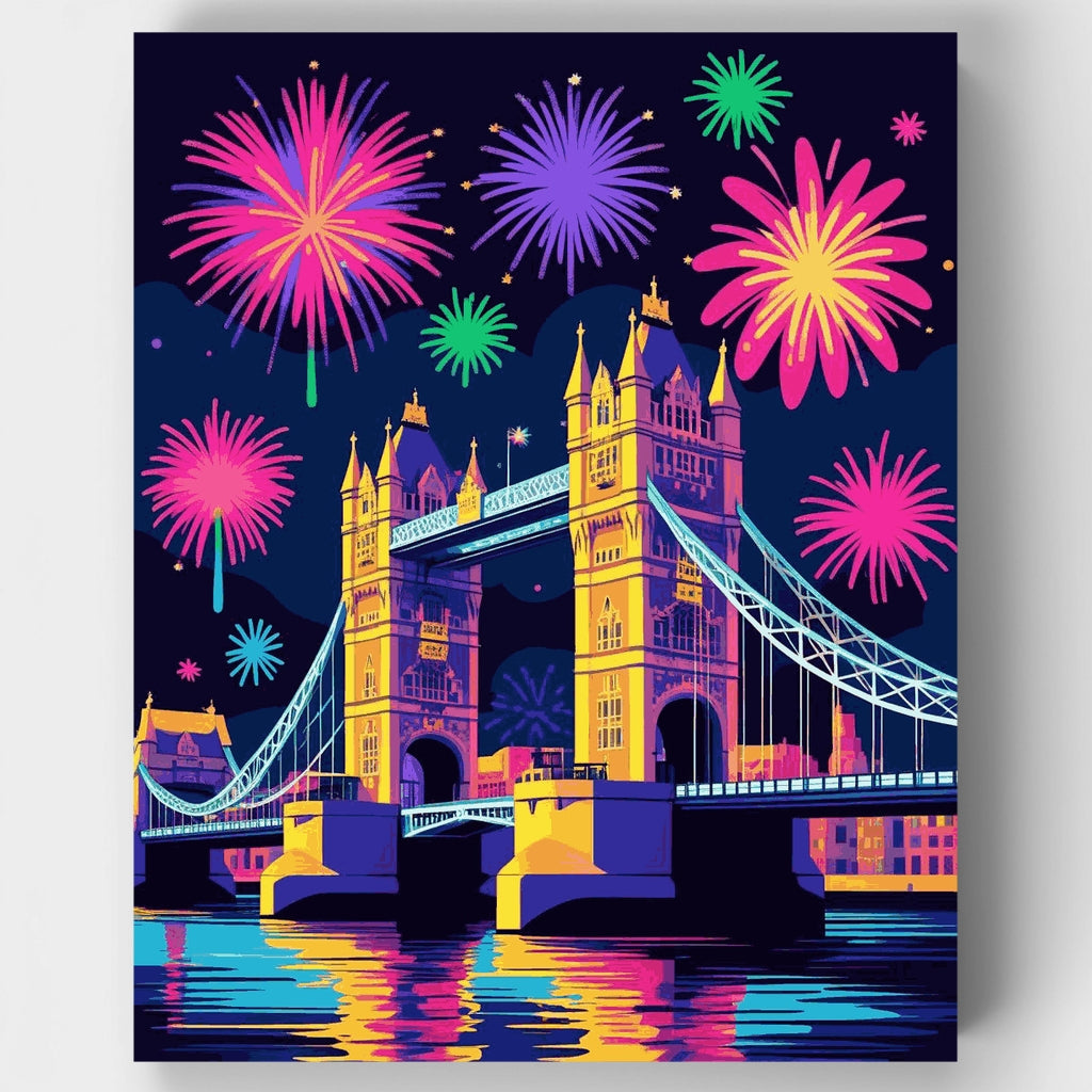 London Tower Bridge Fireworks - Paint by Numbers Kit