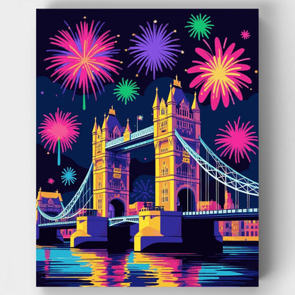 London Tower Bridge Fireworks - Paint by Numbers Kit