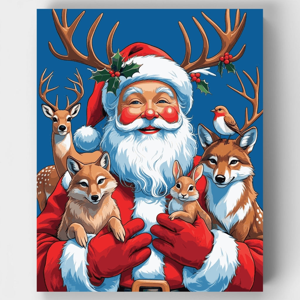 Santa con animales del bosque - Kit de pintura por números — Estándar