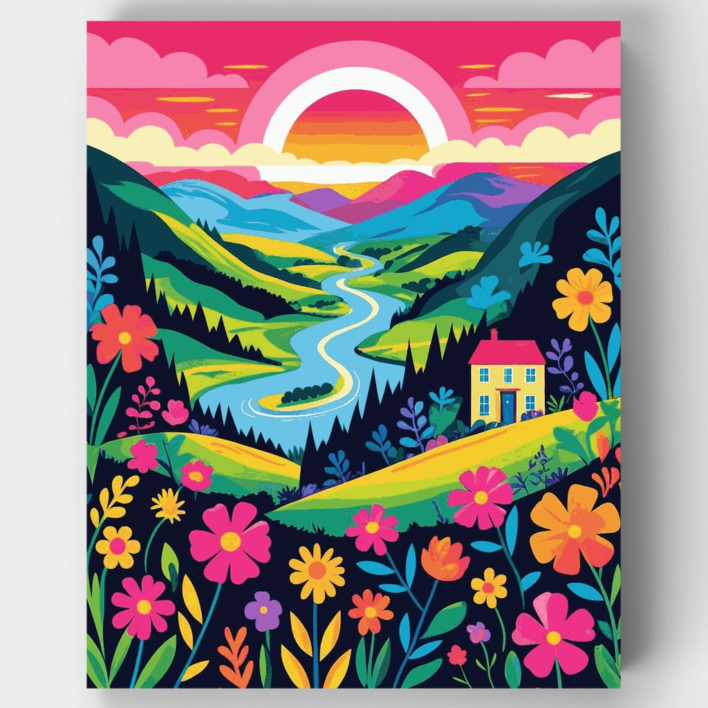 Valle de ensueño con flores silvestres - Kit de pintura por números — Estándar