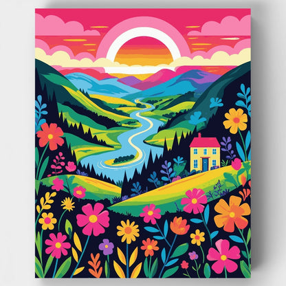 Dreamy Valley with Wildflowers - Paint by Numbers Kit