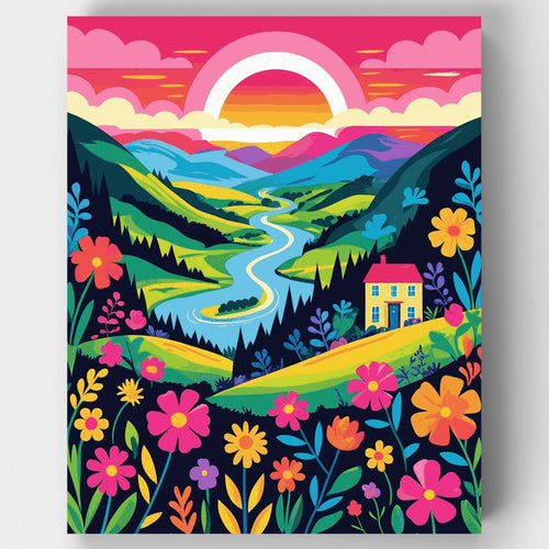 Dreamy Valley with Wildflowers - Paint by Numbers Kit