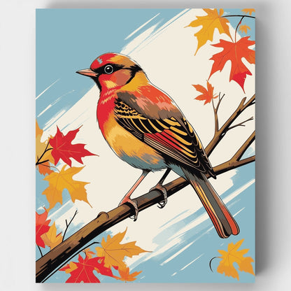 Autumn Bird on Branch - Paint by Numbers Kit