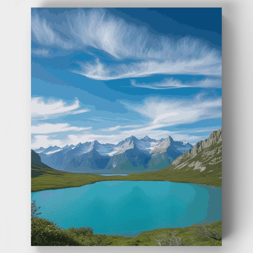 Paisaje de lago de montaña - Kit de pintura por números — Estándar