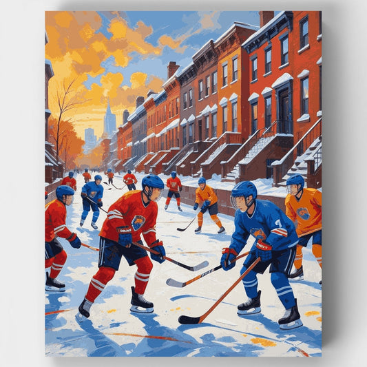 Street Hockey in Brooklyn - Paint by Numbers Kit