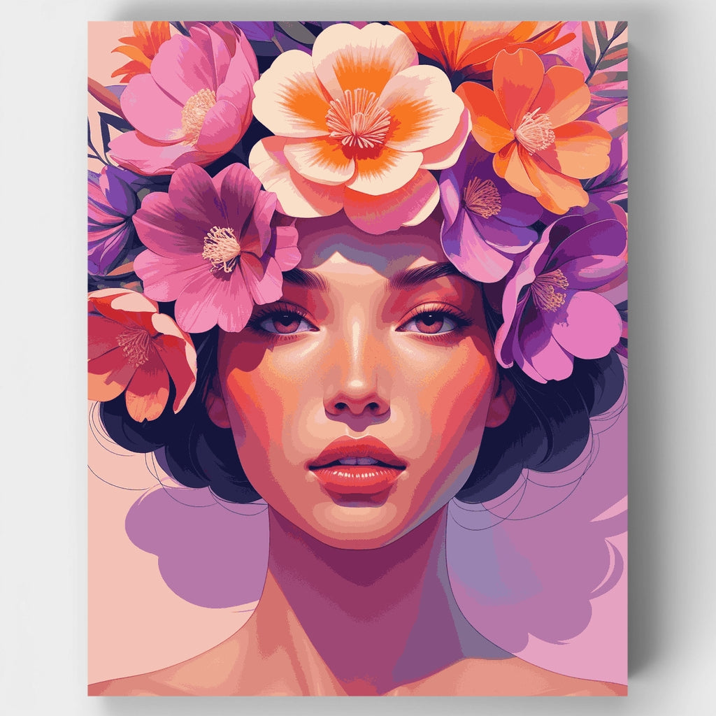 Vibrant Floral Headdress - Paint by Numbers Kit