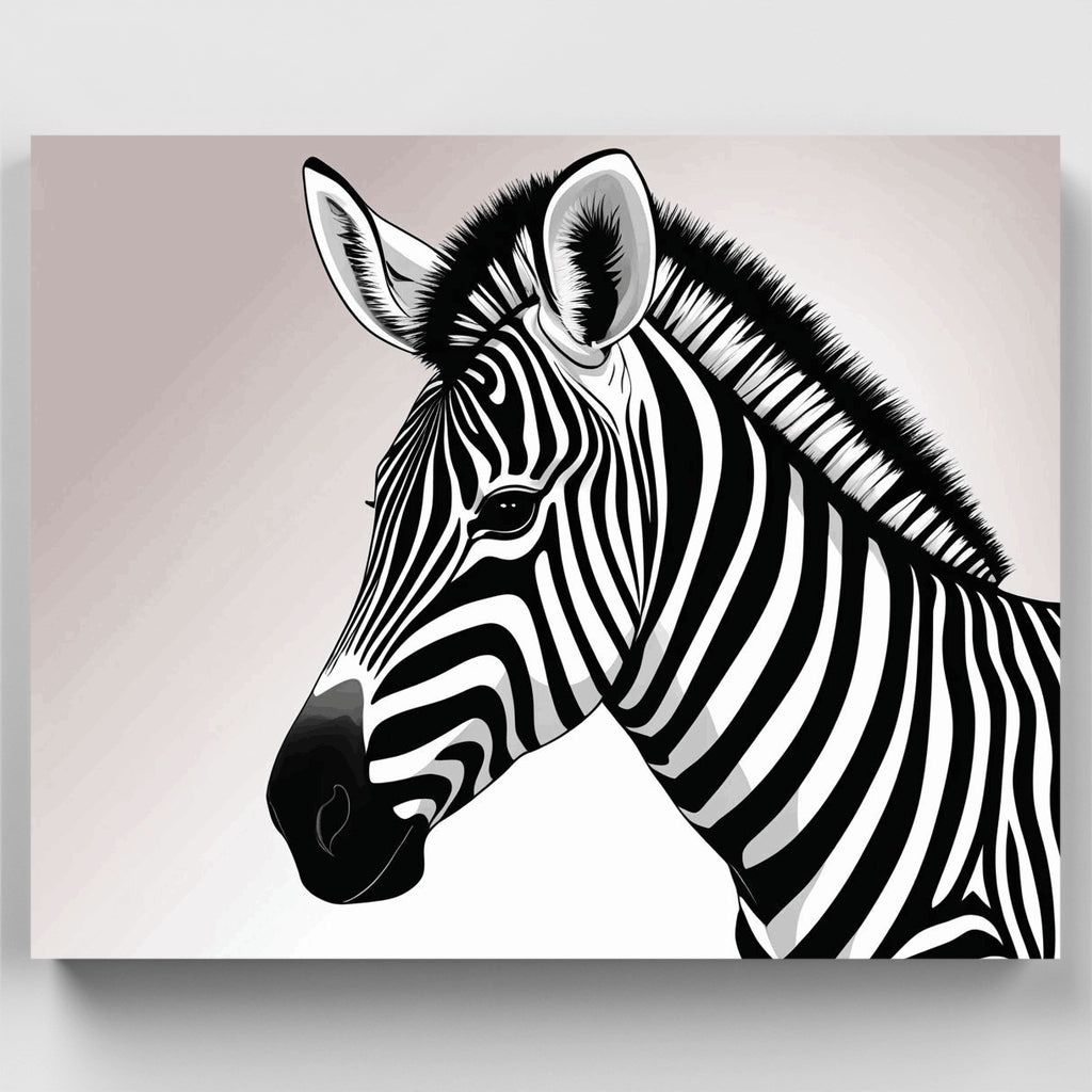 Elegant Black and White Zebra Profile - Paint by Numbers Kit